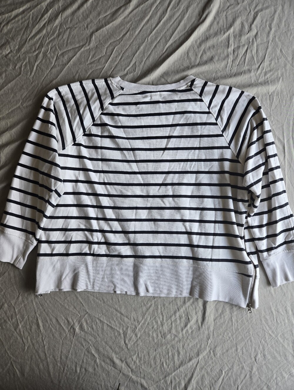 White & Black Striped Long Sleeve Pullover - Picture 6 of 8